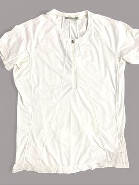 Athleta Fastest Track Half Zip Short Sleeve Running Top White Small